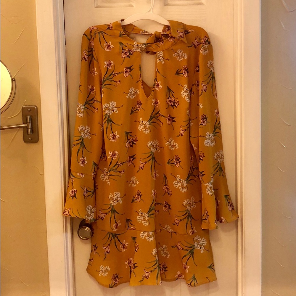 Mustard yellow floral keyhole dress (never worn)